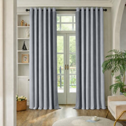 Oxford Homeware Eyelet Linen Effect Curtains Grey Fully Lined 100% Blackout Thermal Insulated Curtains Pair (W)168Cmx(L)183Cm - thumbnail 7