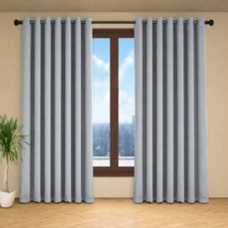 Oxford Homeware Eyelet Linen Effect Curtains Grey Fully Lined 100% Blackout Thermal Insulated Curtains Pair (W)168Cmx(L)183Cm - thumbnail 2
