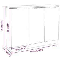 Vidaxl Sideboard Concrete Grey 90.5X30X70 Cm Engineered Wood - thumbnail 3