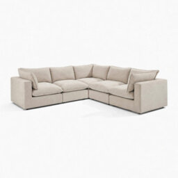 Furniturebox Uk Echo Cream Linen-Look Fabric 4 Seater Modular Corner Sofa - thumbnail 6