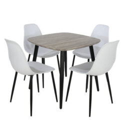 Core Products Aspen Grey Oak Effect 80Cm Square Dining Table With 4 White Plastic Curve Design Chairs - thumbnail 2