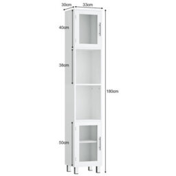 Costway Bathroom Tall Cabinet Slim Freestanding Storage Organizer Cupboard 2 Glass Doors - thumbnail 4