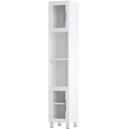 Costway Bathroom Tall Cabinet Slim Freestanding Storage Organizer Cupboard 2 Glass Doors - thumbnail 3