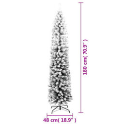 Walplus Slim Artificial Christmas Tree With Flocked Snow Green 180 Cm Pvc - thumbnail 7