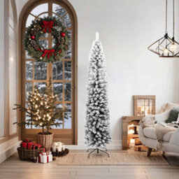 Walplus Slim Artificial Christmas Tree With Flocked Snow Green 180 Cm Pvc - thumbnail 2