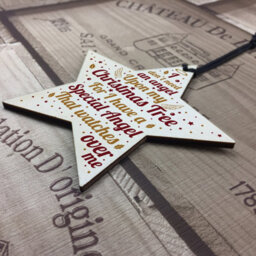 Red Ocean Mum Dad Nan Grandad Memorial Gift Wooden Star Christmas Tree Decoration Ornament - thumbnail 4
