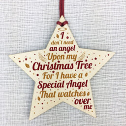 Red Ocean Mum Dad Nan Grandad Memorial Gift Wooden Star Christmas Tree Decoration Ornament - thumbnail 5
