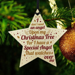 Red Ocean Mum Dad Nan Grandad Memorial Gift Wooden Star Christmas Tree Decoration Ornament - thumbnail 6