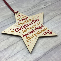 Red Ocean Mum Dad Nan Grandad Memorial Gift Wooden Star Christmas Tree Decoration Ornament - thumbnail 3