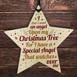 Red Ocean Mum Dad Nan Grandad Memorial Gift Wooden Star Christmas Tree Decoration Ornament - thumbnail 1