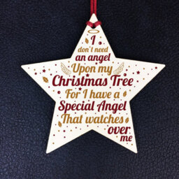 Red Ocean Mum Dad Nan Grandad Memorial Gift Wooden Star Christmas Tree Decoration Ornament - thumbnail 2