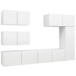 Berkfield 6 Piece Tv Cabinet Set White Engineered Wood - thumbnail 2