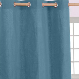 Homescapes Cotton Plain Airforce Blue Ready Made Eyelet Curtain Pair, 137 X 182Cm - thumbnail 2