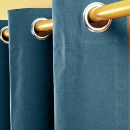Homescapes Cotton Plain Airforce Blue Ready Made Eyelet Curtain Pair, 137 X 182Cm - thumbnail 3