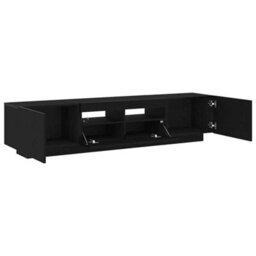 Berkfield Tv Cabinet With Led Lights In Black Oak - 180X35X40 Cm, Made Of Engineered Wood - thumbnail 6