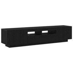 Berkfield Tv Cabinet With Led Lights In Black Oak - 180X35X40 Cm, Made Of Engineered Wood - thumbnail 5