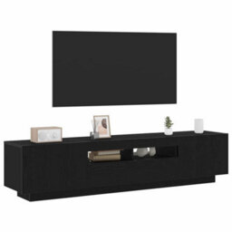 Berkfield Tv Cabinet With Led Lights In Black Oak - 180X35X40 Cm, Made Of Engineered Wood - thumbnail 3