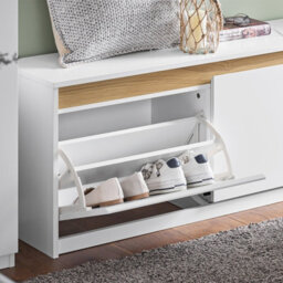Sobuy Fsr171-W, Hallway Shoe Bench Shoe Cabinet Shoe Rack With 2 Flip-Drawers,white,w103.5Xd30Xh46.5 - thumbnail 4