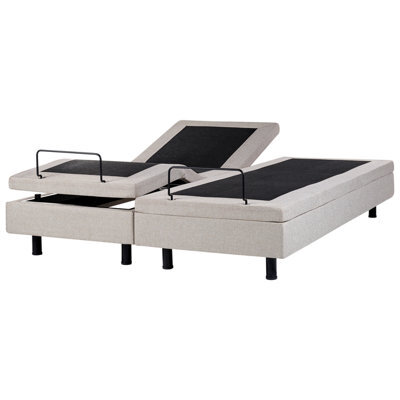 Beliani Adjustable Bed Without Headboard Fabric Duke 180 X 200 Cm (Eu Super King) Beige - image 1
