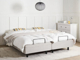 Beliani Adjustable Bed Without Headboard Fabric Duke 180 X 200 Cm (Eu Super King) Beige - thumbnail 2