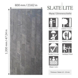 Lite Stone D Black Slate Veneer Multi Brick 120 X 60Cm Thin & Light Weight Sheet - thumbnail 2