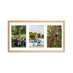 AK Frames 40X20Cm Oak Sleek Multi Photo Frame With White Mount - Holds 3 Apertures (3X) 6X4 Photos - thumbnail 1