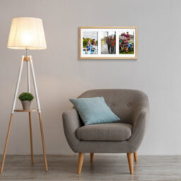 AK Frames 40X20Cm Oak Sleek Multi Photo Frame With White Mount - Holds 3 Apertures (3X) 6X4 Photos - thumbnail 3