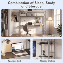 Single Size Loft Bed With Desk & Shelves - thumbnail 6