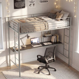 Single Size Loft Bed With Desk & Shelves - thumbnail 3