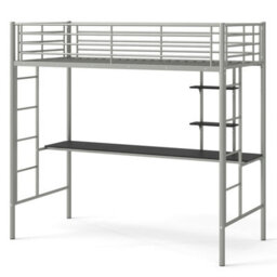 Single Size Loft Bed With Desk & Shelves - thumbnail 1