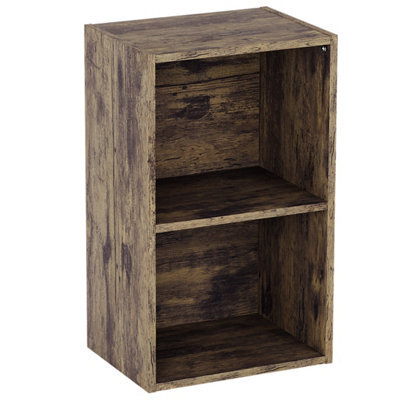 Lassic Vida Designs Oxford 2 Tier Cube Wooden Bookcase Display Storage Unit For Living Room, Dark Wood - image 1