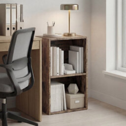Lassic Vida Designs Oxford 2 Tier Cube Wooden Bookcase Display Storage Unit For Living Room, Dark Wood - thumbnail 2