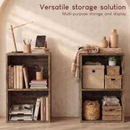 Lassic Vida Designs Oxford 2 Tier Cube Wooden Bookcase Display Storage Unit For Living Room, Dark Wood - thumbnail 5