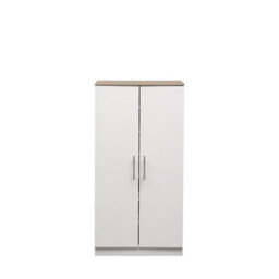 MMT Funiture Designs White Oak Shoe Rack 6-Tier Fits Size 13 Boots White , 2 Doors, 5 Shelves, 55X35.5X90Cm - thumbnail 1