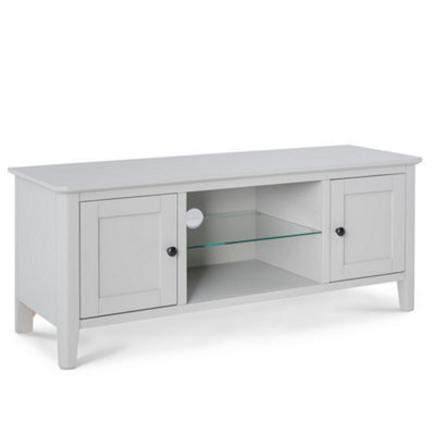 Elgin Grey 120Cm Tv Unit With Glass Shelf  - Fully Assembled By Roseland Furniture - image 1