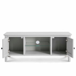 Elgin Grey 120Cm Tv Unit With Glass Shelf  - Fully Assembled By Roseland Furniture - thumbnail 4