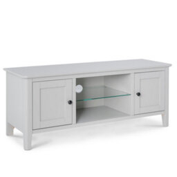 Elgin Grey 120Cm Tv Unit With Glass Shelf  - Fully Assembled By Roseland Furniture - thumbnail 1