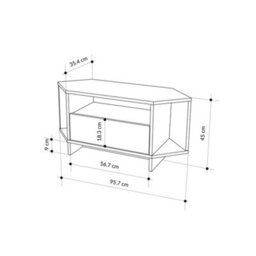 Decortie Modern Viva Corner Tv Unit Shelf Up To 36 Inch Tvs Push To Open Storage Cabinet, 3 Open Shelf 95.7(W)Cm Dark Oak Effect - thumbnail 3