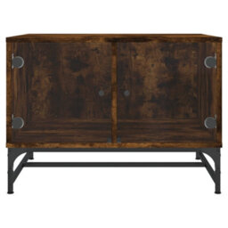 Berkfield Coffee Table With Glass Doors Smoked Oak 68.5X50X50 Cm - thumbnail 5