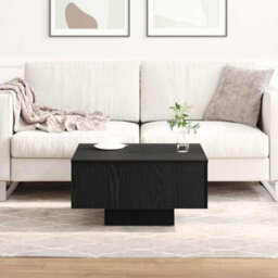 Berkfield Black Oak Coffee Table - 60X60X31.5 Cm - Made With Engineered Wood - thumbnail 4