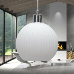 Set Of 2 White Ribbed Glass Globe Easy Fit Pendant Shades Ceiling Lightshades - thumbnail 3