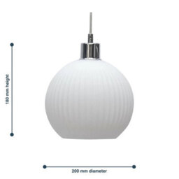 Set Of 2 White Ribbed Glass Globe Easy Fit Pendant Shades Ceiling Lightshades - thumbnail 2