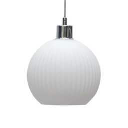 Set Of 2 White Ribbed Glass Globe Easy Fit Pendant Shades Ceiling Lightshades - thumbnail 5