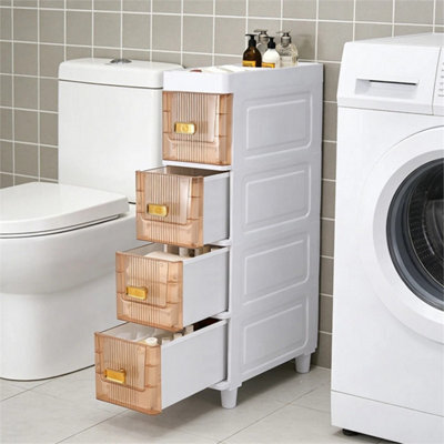 4 Tier Tea Slim Storage Cabinet Narrow Slide Out Drawers Bathroom Kitchen Gap Storage Unit - image 1