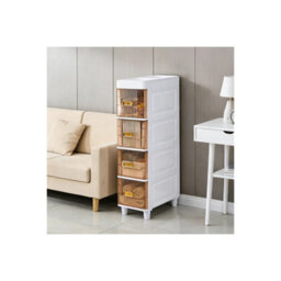 4 Tier Tea Slim Storage Cabinet Narrow Slide Out Drawers Bathroom Kitchen Gap Storage Unit - thumbnail 3