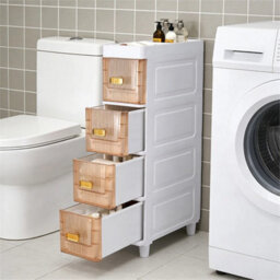 4 Tier Tea Slim Storage Cabinet Narrow Slide Out Drawers Bathroom Kitchen Gap Storage Unit - thumbnail 1