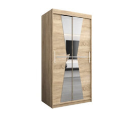 Arte Morocco Contemporary 2 Mirrored Sliding Door Wardrobe 5 Shelves 2 Rails Oak Sonoma Effect (H)2000mm (W)1000mm (D)620mm - thumbnail 1