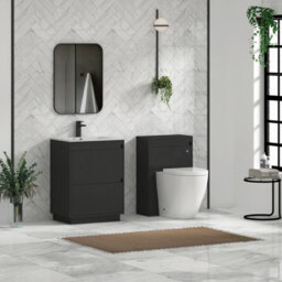 Royal Bathrooms Orion 600mm Matt Obsidian Black 2 Drawer Floor Standing Vanity Unit With Carrara White Basin & Black Accent Trim - thumbnail 3