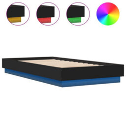 Berkfield Bed Frame Without Mattress With Led Lights Black 75X190 Cm Small Single - thumbnail 2