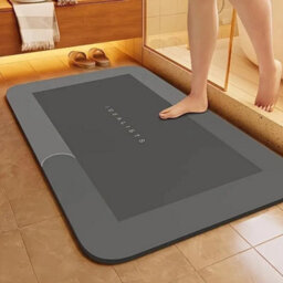 Grey Super Absorbent Floor Mat Soft Quick-Drying Non-Slip Diatom Mud Bath Floor Mat - thumbnail 4